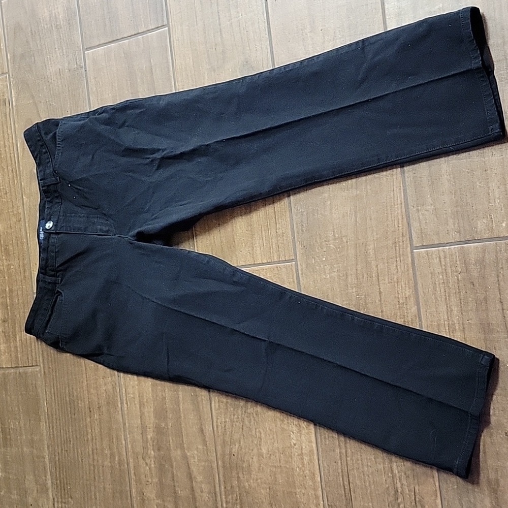 Chaps black ankle stretch denim jean classic 5 pocket straight leg size 14 EUC…